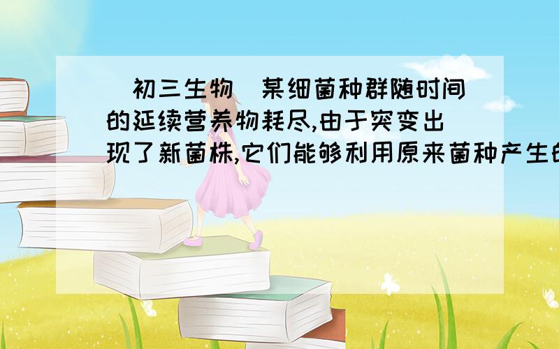 （初三生物）某细菌种群随时间的延续营养物耗尽,由于突变出现了新菌株,它们能够利用原来菌种产生的有害代谢废物.下列图像中能反映上述细菌种群发展趋势的是（注：M代表细菌种群的数