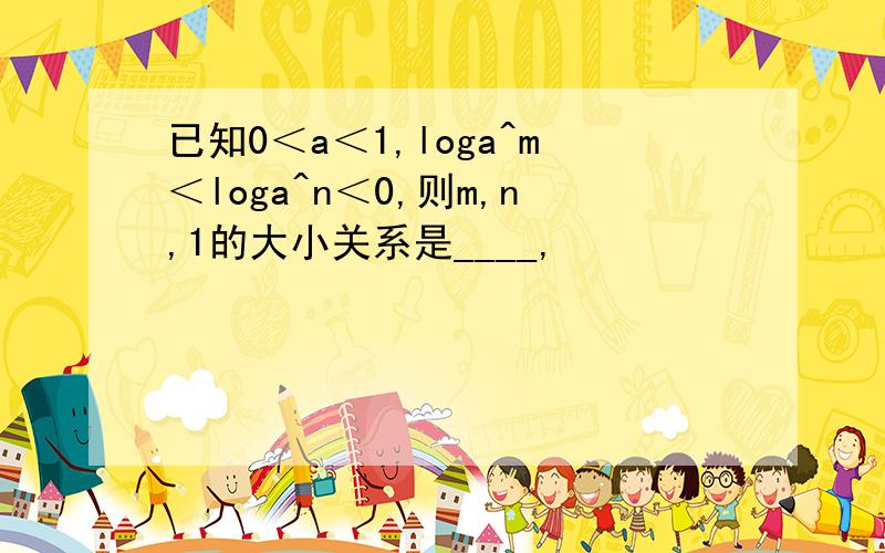 已知0＜a＜1,loga^m＜loga^n＜0,则m,n,1的大小关系是____,