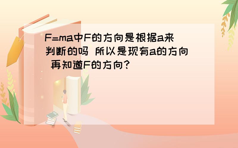 F=ma中F的方向是根据a来判断的吗 所以是现有a的方向 再知道F的方向?