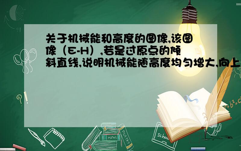 关于机械能和高度的图像,该图像（E-H）,若是过原点的倾斜直线,说明机械能随高度均匀增大,向上的恒定拉力做工,在该过程中物体向上做匀加速运动.若是平行于横轴的直线,则该过程机械能守