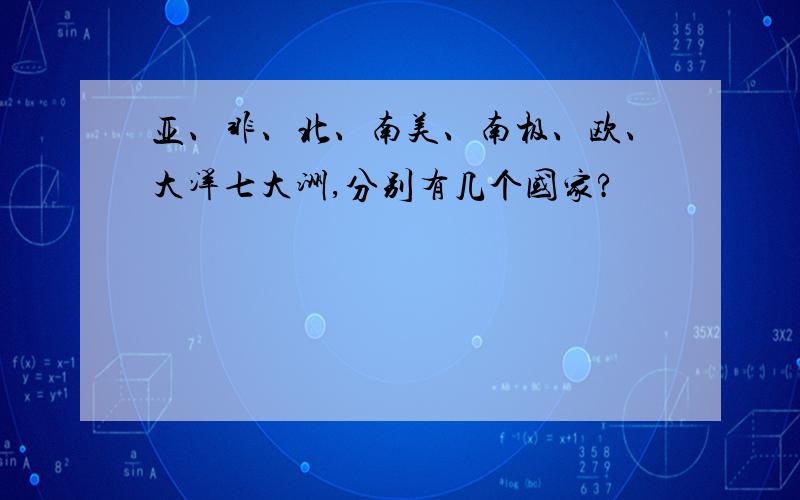 亚、非、北、南美、南极、欧、大洋七大洲,分别有几个国家?